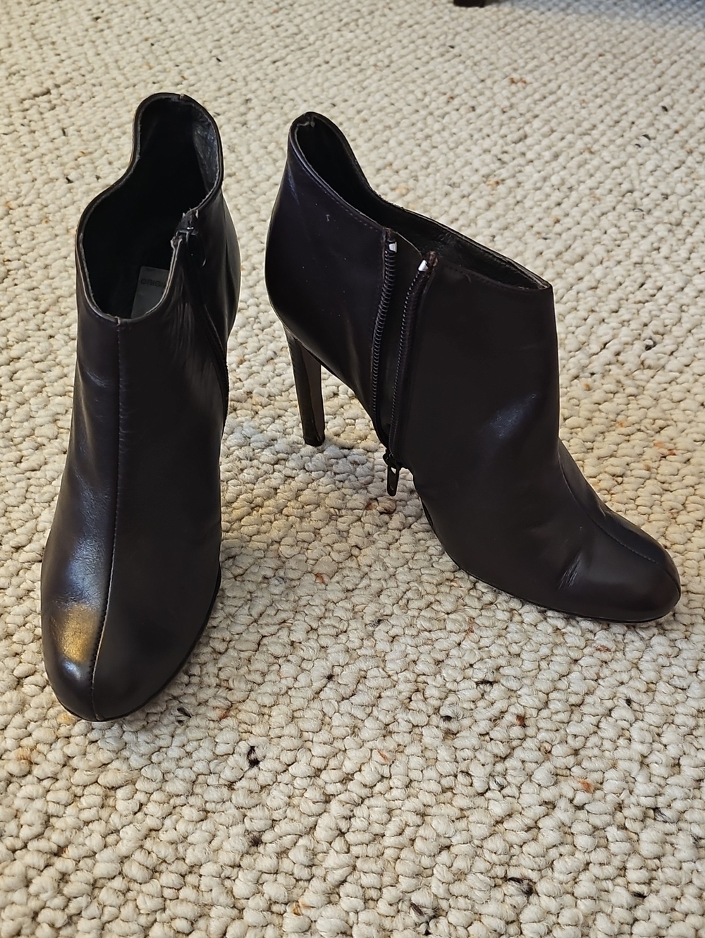 Bebe Genuine Leather Dark Brown Stiletto Ankle Booties